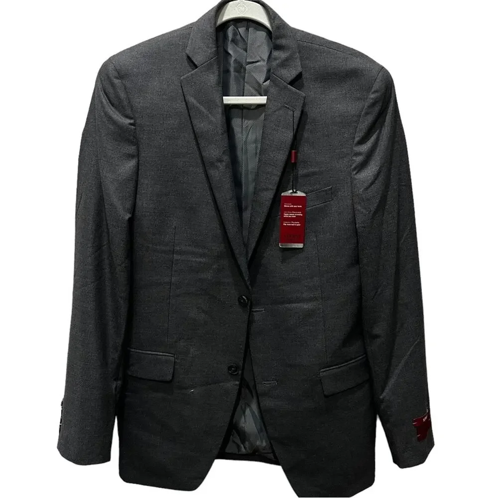 Alfani slim fit stretch gray wrinkle resistant suit jacket double vents size 38L